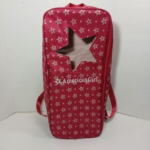 American Girl Doll Carrier Travel Case Backpack Star Power Red READ